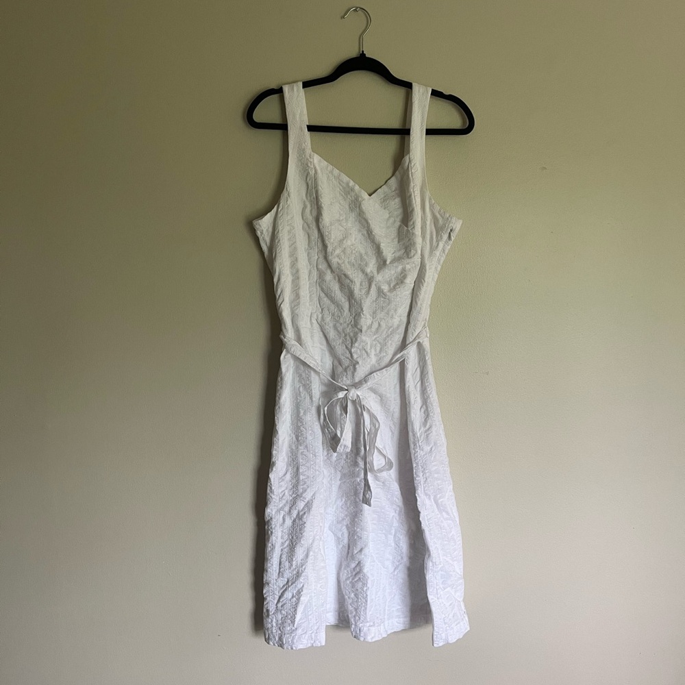 Lands End Elegant White Sleeveless dress size 14 casual bridal summer classic